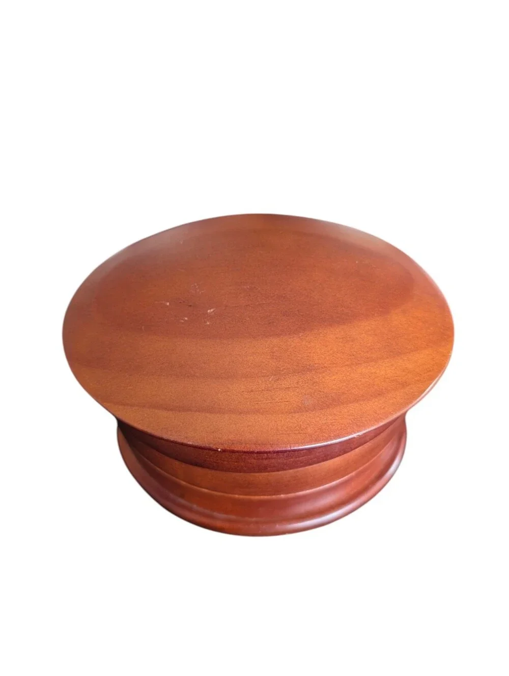 Vintage 3 Tier, Wooden, Swivel, Velvet Lined, Oval Jewelry Box.
